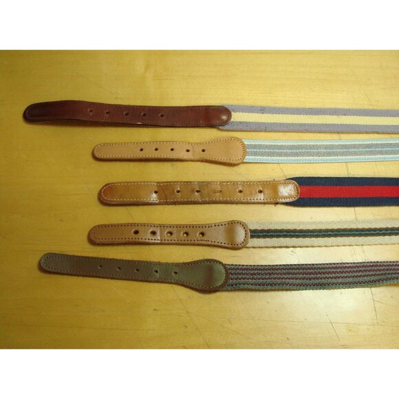 Lot of 5 Woven Canvas and Leather Belts Sizes 32-34 Multicolor Golf Dress Work - Picture 3 of 11